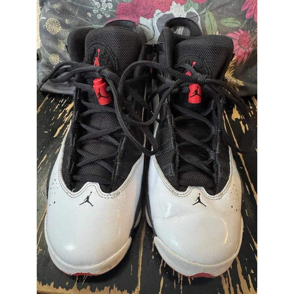 Nike Air Jordan 6 Rings Black/White/Red Youth Sz 7Y Sneakers Shoes 323419-067